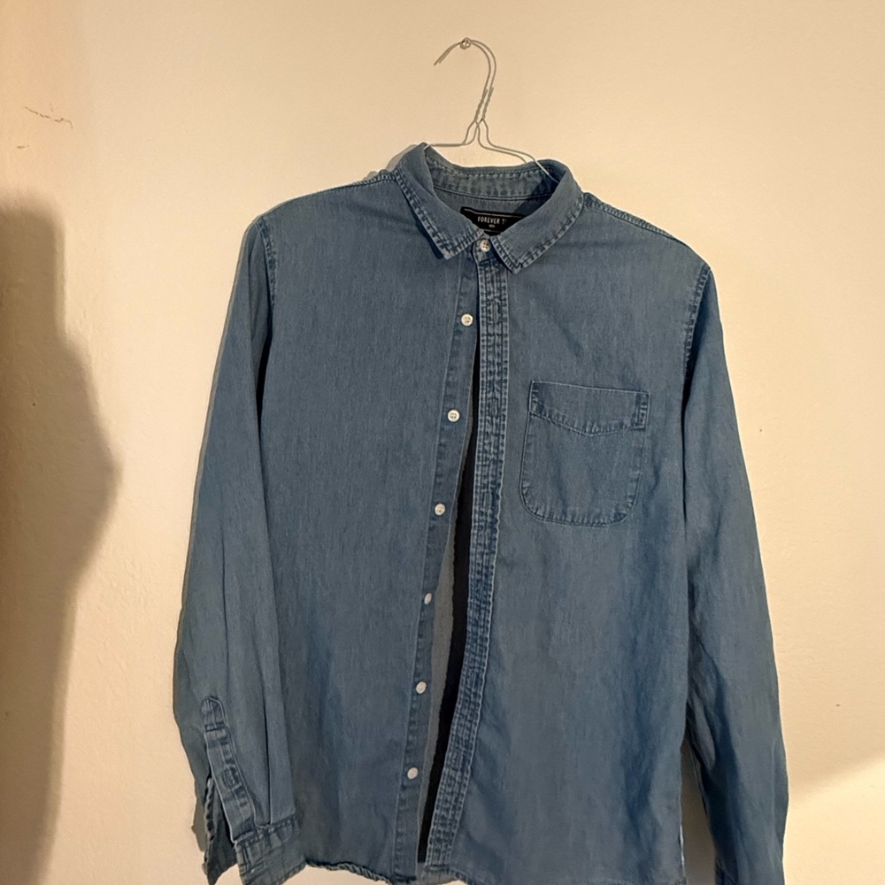 Forever 21 Denim Blue Button Down Shirt